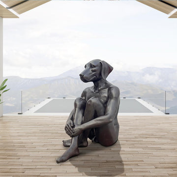 Dogman Was Content (Bronze Sculpture, Mid-Size)