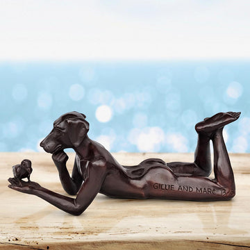 Dogman Thought a Bird in the Hand Is Always Better (Bronze Sculpture, Miniature)