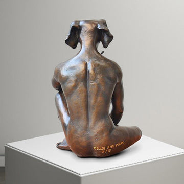 Dogman Thought a Pear in the Hand Is Worth Two in the Bush (Bronze Sculpture)