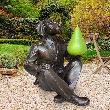 He Thought a Pear a Day Would Help Him Play (Bronze Sculpture)