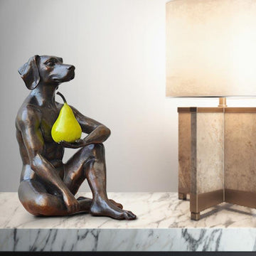 Dogman Thought a Pear in the Hand Is Worth Two in the Bush (Bronze Sculpture)