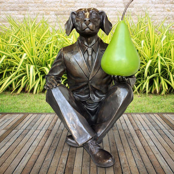 He Thought a Pear a Day Would Help Him Play (Bronze Sculpture)