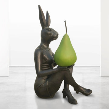 She Thought a Pear a Day Would Help Her Play (Bronze Sculpture)