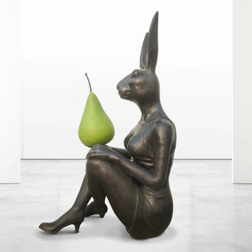 She Thought a Pear a Day Would Help Her Play (Bronze Sculpture)