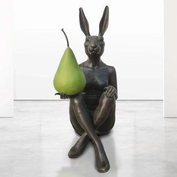She Thought a Pear a Day Would Help Her Play (Bronze Sculpture)
