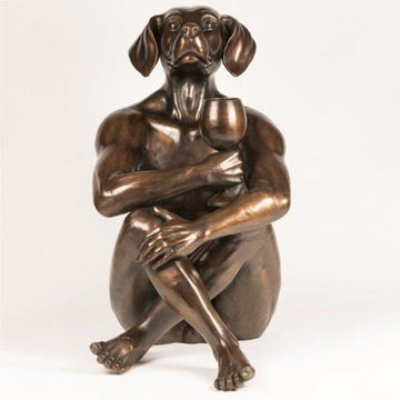 He Loved His Full Bodied Red (Bronze Sculpture)