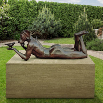 Dogman Thought a Bird in the Hand Is Always Much Better (Bronze Sculpture, Mid-Size)