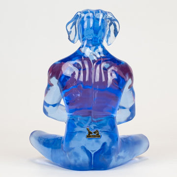 He gave his heart to his one love (blue resin dog holding red heart)