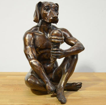 He screams for fudge and coconut ice cream (Bronze Sculpture)