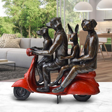 The loving family vespa riders (Bronze Sculpture, Miniature Collection)