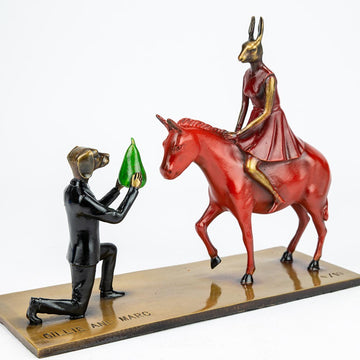 She Said Yes and He Said OMG (Bronze Sculpture, Miniature)