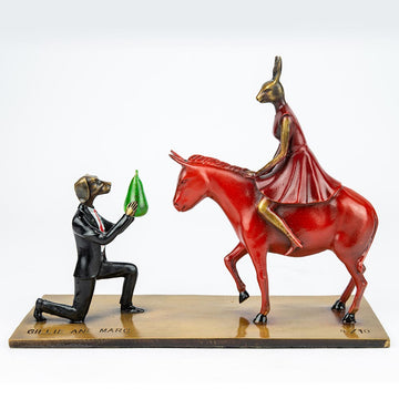 She Said Yes and He Said OMG (Bronze Sculpture, Miniature)