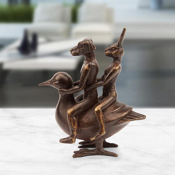Duck Riders in Love (Bronze Sculpture, Pocket Size)