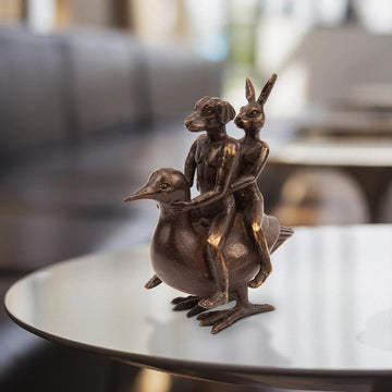 Duck Riders in Love (Bronze Sculpture, Pocket Size)