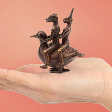 Duck Riders in Love (Bronze Sculpture, Pocket Size)