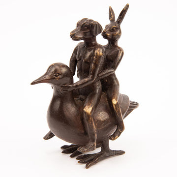 Duck Riders in Love (Bronze Sculpture, Pocket Size)