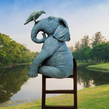 The Elephant Reached Amazing New Heights with a Little Help (Bronze Sculpture)