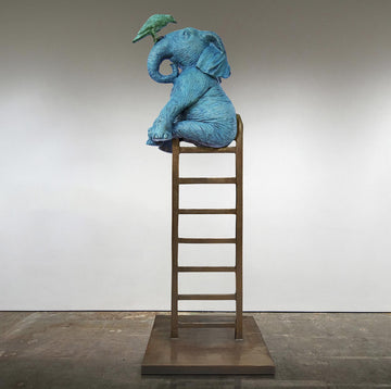 The Elephant Reached Amazing New Heights with a Little Help (Bronze Sculpture)