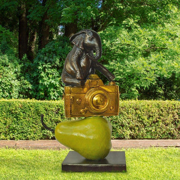 The Elephant Wanted a Big Camera and Big Pear (Bronze Sculpture)