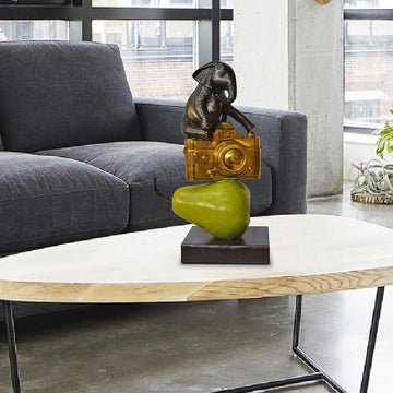 The Elephant Just Wanted a Camera and Pear (Bronze Sculpture)