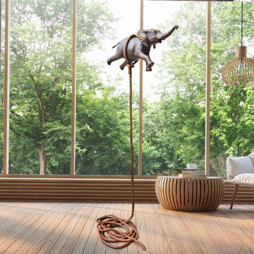 Flying Elephant on Long Rope (Bronze Sculpture)