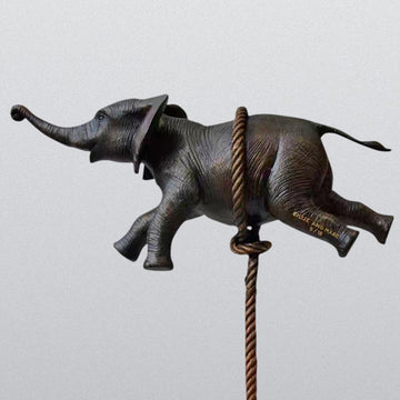 Flying Elephant on Short Rope (Bronze Sculpture)