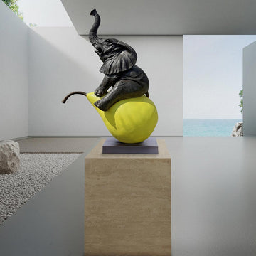 The Elephant and the Pear (Bronze Sculpture, Mid-Size)