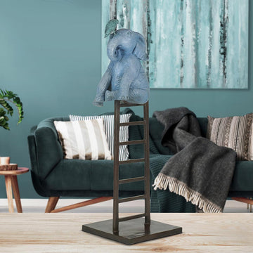 The Elephant Reached New Heights with a Little Help (Bronze Sculpture)
