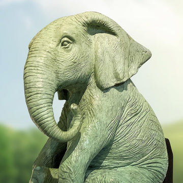 Elephant Reaches New Heights Above It All (Bronze Sculpture)