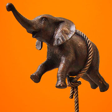 Flying Elephant on Long Rope (Bronze Sculpture)