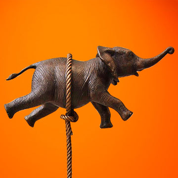 Flying Elephant on Long Rope (Bronze Sculpture)