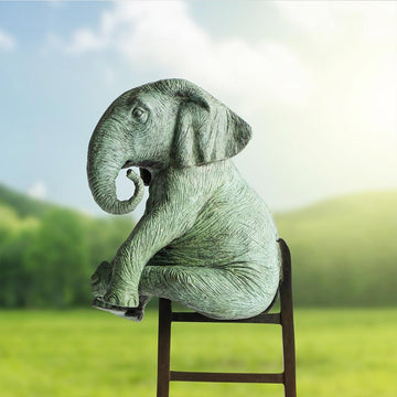 Elephant Reaches New Heights Above It All (Bronze Sculpture)