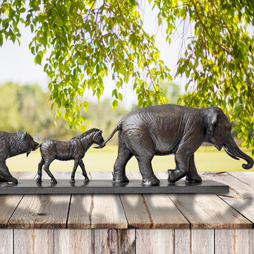 Love the Indian Elephant, the Grevy's Zebra, and the Asiatic Black Bear (Bronze Sculpture)