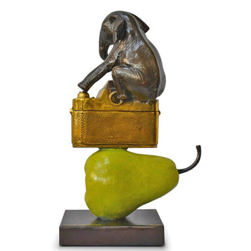 The Elephant Just Wanted a Camera and Pear (Bronze Sculpture)