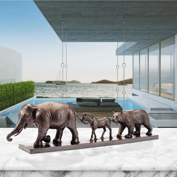 Love the Indian Elephant, the Grevy's Zebra, and the Asiatic Black Bear (Bronze Sculpture)