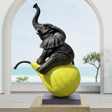 The Elephant and the Pear (Bronze Sculpture, Mid-Size)