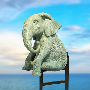 Elephant Reaches New Heights Above It All (Bronze Sculpture)