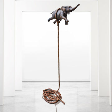 Flying Elephant on Long Rope (Bronze Sculpture)
