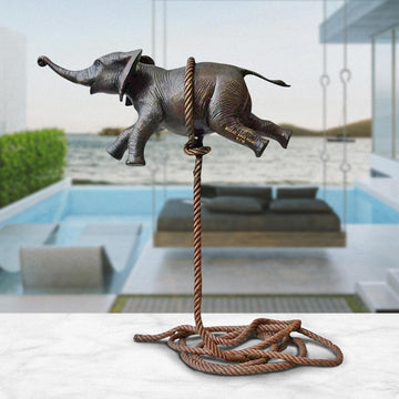 Flying Elephant on Short Rope (Bronze Sculpture)