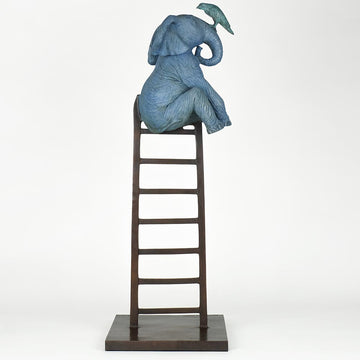 The Elephant Reached New Heights with a Little Help (Bronze Sculpture)