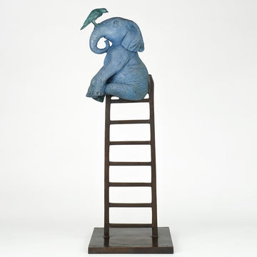 The Elephant Reached New Heights with a Little Help (Bronze Sculpture)