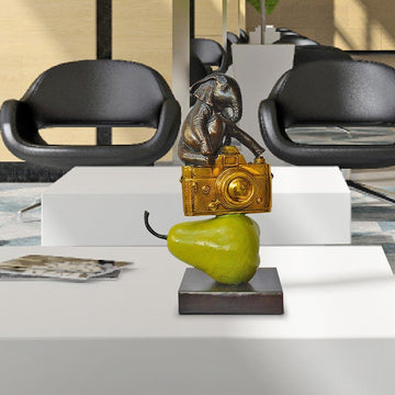 The Elephant Just Wanted a Camera and Pear (Bronze Sculpture)
