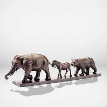 Love the Indian Elephant, the Grevy's Zebra, and the Asiatic Black Bear (Bronze Sculpture)