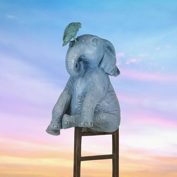 The Elephant Reached New Heights with a Little Help (Bronze Sculpture)