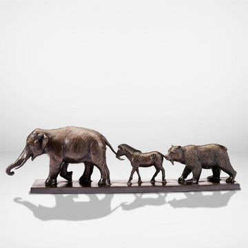 Love the Indian Elephant, the Grevy's Zebra, and the Asiatic Black Bear (Bronze Sculpture)