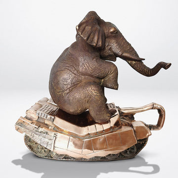 The elephant has a crush on tanks (Bronze Sculpture)