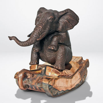 The elephant has a crush on tanks (Bronze Sculpture)