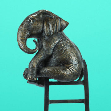 Elephant Up High (Bronze Sculpture)
