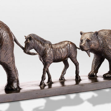 Love the Indian Elephant, the Grevy's Zebra, and the Asiatic Black Bear (Bronze Sculpture)