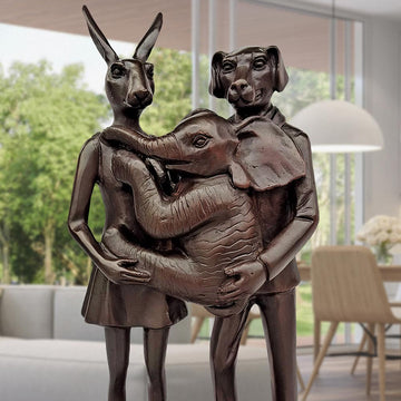 They Were Elephant Lovers (Bronze Sculpture, Miniature Collection)